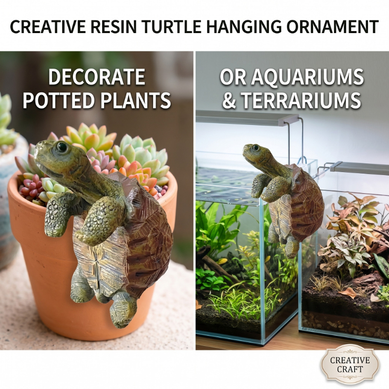 Aquarium For Planted Tank - Fishing Turtle Hanging Turtle Figurine for