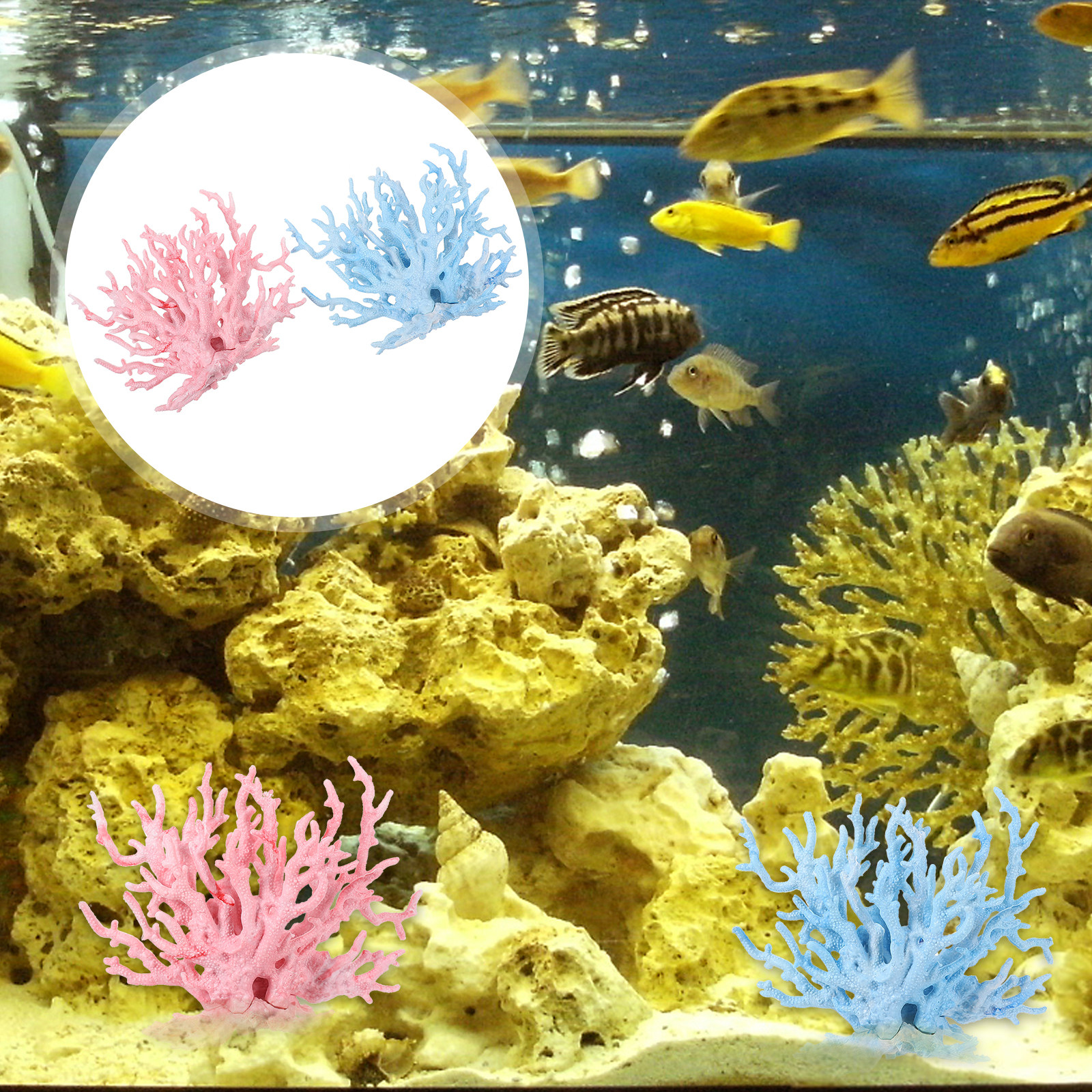 Aquarium Planted Tree - 2Pcs Plastic Coral Tree Aquarium Plants