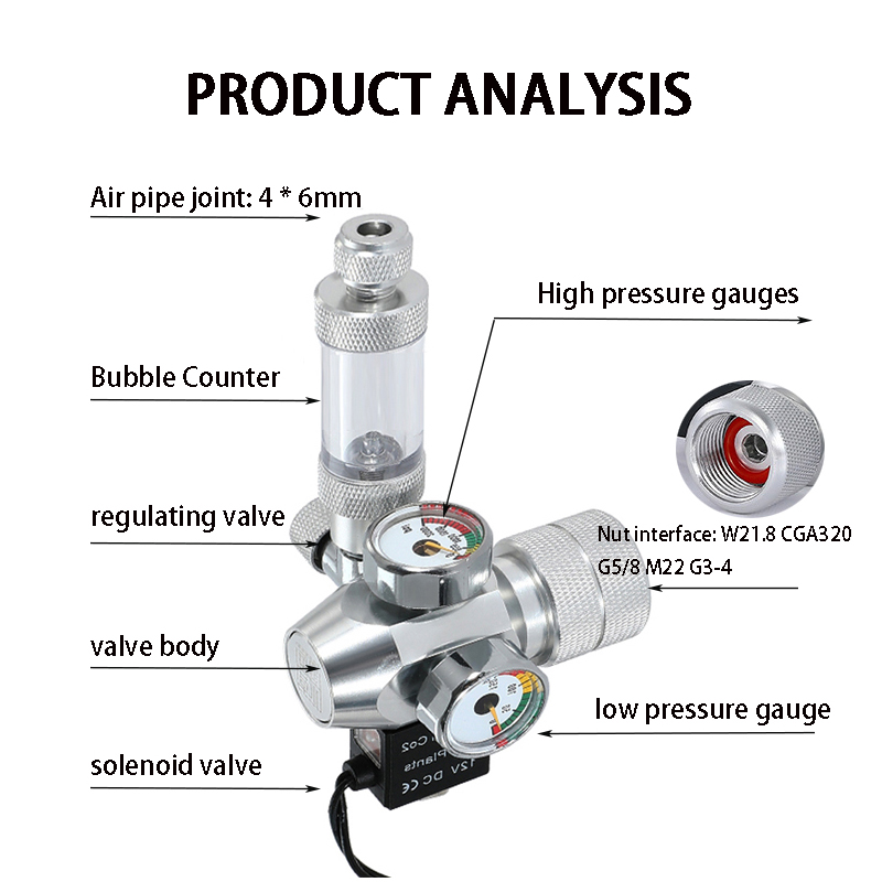 ZRDR DIY Aquarium CO2 Regulato - Co2 Regulator Dual Stage 评论和价格