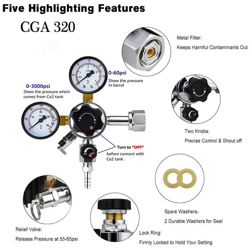 Homebrew Beer Gas Line Assembl - Co2 Regulator Dual Stage 评论和价格