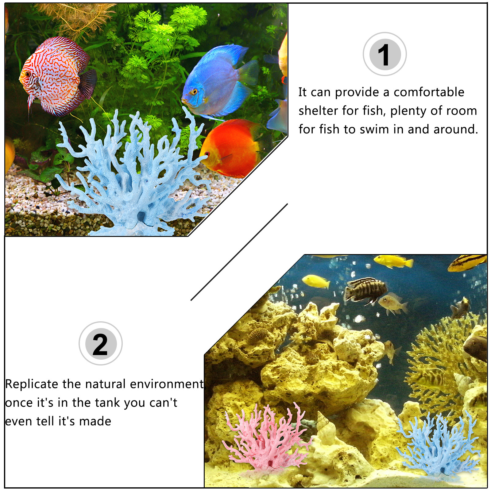 2Pcs Plastic Coral Tree Aquari - Aquarium Planted Tree 评论和价格